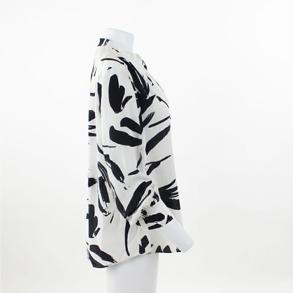 HUGO BOSS Banora Abstract Floral Silk Blouse in Vanilla Light Fantasy - Picture 5 of 5